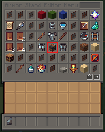 Armor Stand Editor menu with the Equipment button highlighted